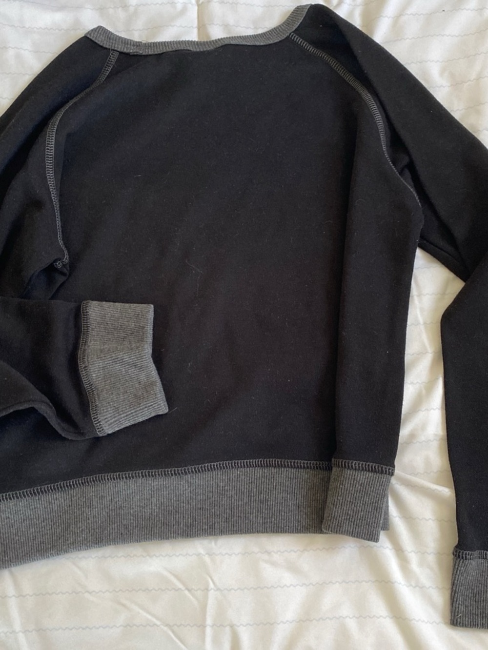 Madison Black Crewneck Sweater with Gray Trim